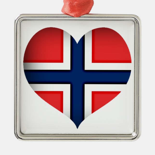 Norge Flagga Heart Julgransprydnad Metall (Framsidan)