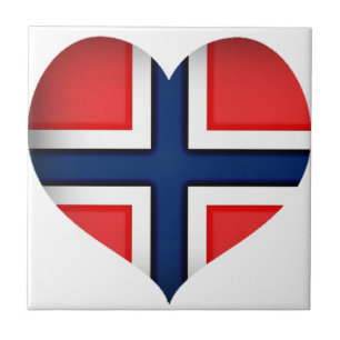 Norge Flagga Heart Kakelplatta