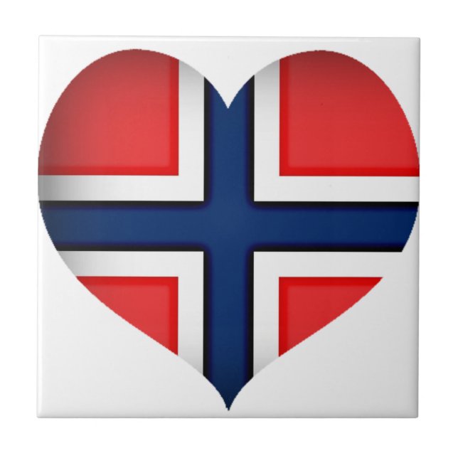 Norge Flagga Heart Kakelplatta (Framsidan)