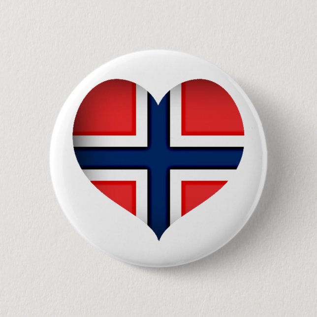 Norge Flagga Heart Knapp (Framsida)