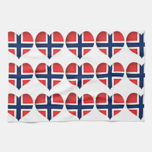 Norge Flagga Heart Kökshandduk