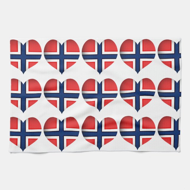Norge Flagga Heart Kökshandduk (Horisontell)