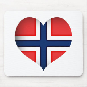 Norge Flagga Heart Musmatta