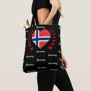 Norge Flagga & Heart, Norska Flagga /sport Tygkasse