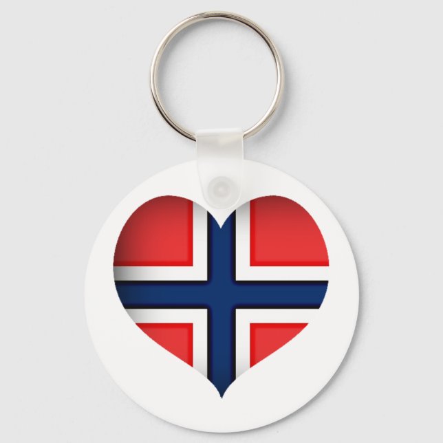 Norge Flagga Heart Nyckelring (Framsida)