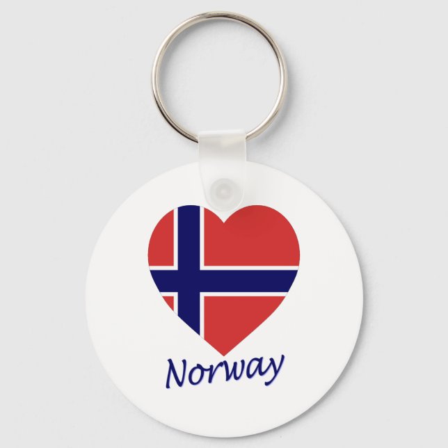 Norge Flagga Heart Nyckelring (Framsida)