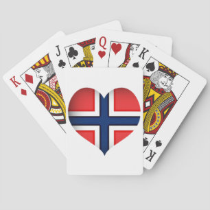 Norge Flagga Heart Spel Kort