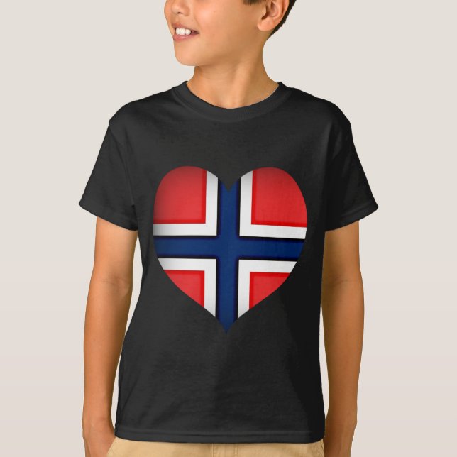 Norge Flagga Heart T-shirt (Framsida)