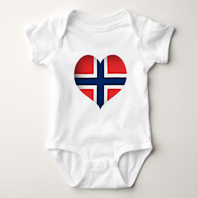 Norge Flagga Heart T Shirt (Framsida)