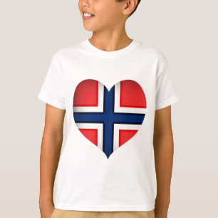 Norge Flagga Heart Tee Shirt