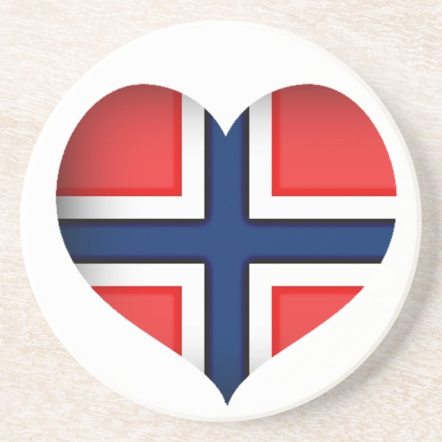 Norge Flagga Heart Underlägg Sandsten (Framsidan)