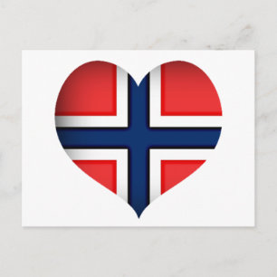 Norge Flagga Heart Vykort