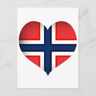 Norge Flagga Heart Vykort