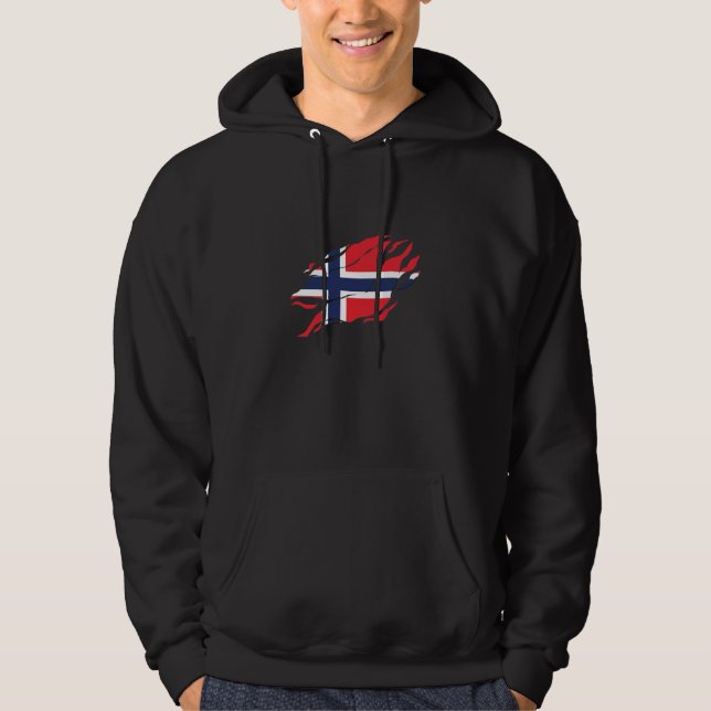 Norge Flagga Inside Me, skandinavien inuti Klo Mar Hoodie (Framsida)