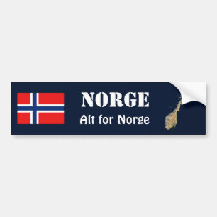 Norge Flagga + Kart Bumperdekal Bildekal