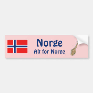 Norge Flagga + Karta-stötfångare Bildekal