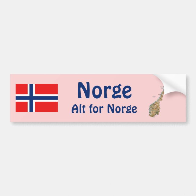 Norge Flagga + Karta-stötfångare Bildekal (Framsidan)