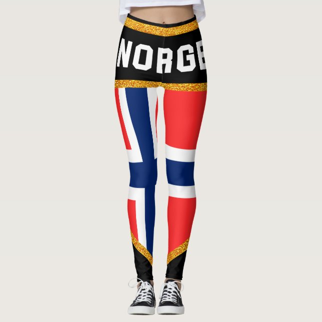 Norge Flagga Leggings (Framsida)