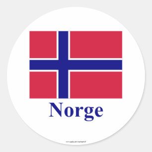 Norge Flagga med Namn i norska Runt Klistermärke