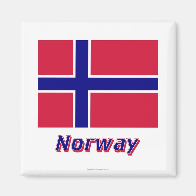 Norge Flagga med Namn Magnet (Framsidan)