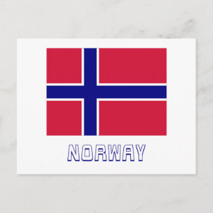 Norge Flagga med Namn Vykort