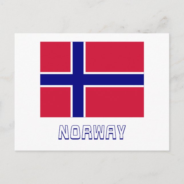 Norge Flagga med Namn Vykort (Framsida)