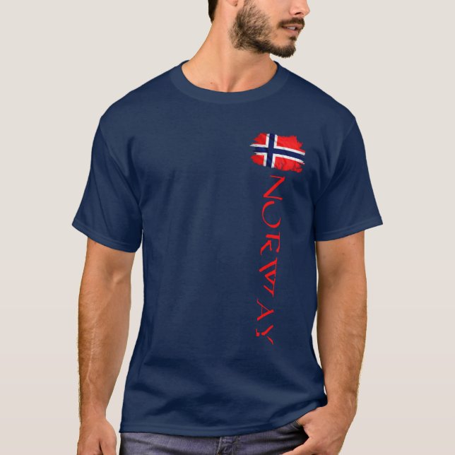 NORGE FLAGGA Nordisk Noruega T Shirt (Framsida)
