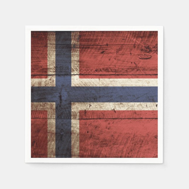 Norge Flagga på gammal trägrain Pappersservett (Framsidan)