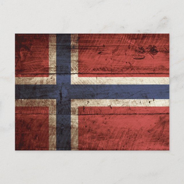 Norge Flagga på gammal trägrain Vykort (Framsida)
