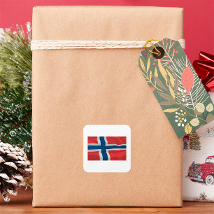 Norge Flagga röd och blå Fyrkantigt Klistermärke