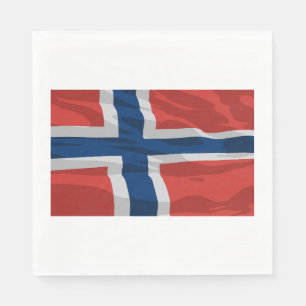 Norge Flagga röd och blå Pappersservett