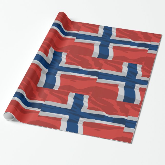 Norge Flagga röd och blå Presentpapper (Utrullad)