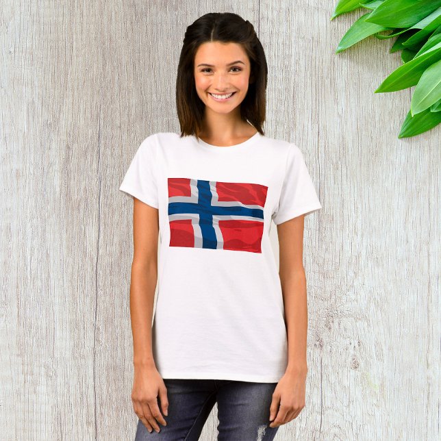 Norge Flagga röd och blå T Shirt (Skapare uppladdad)