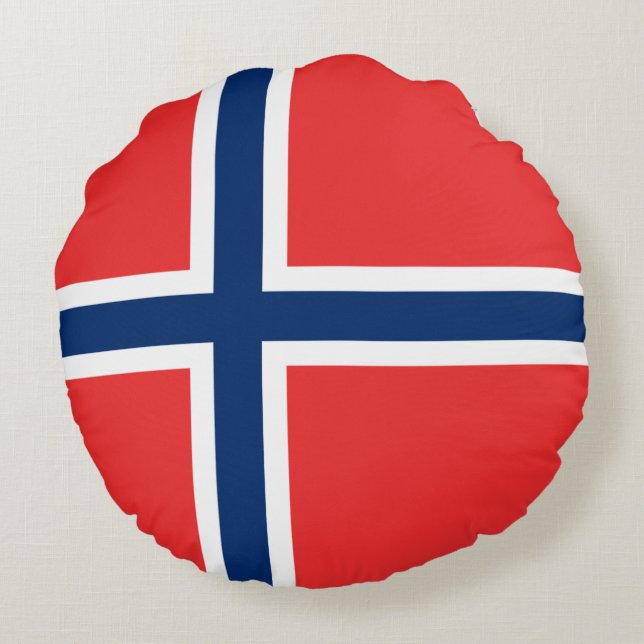 Norge Flagga Rund Kudde (Baksidan)