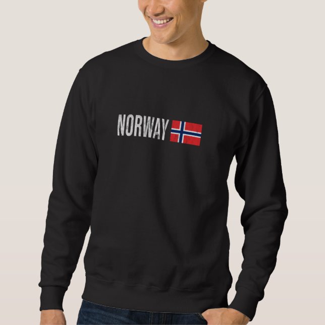 Norge Flagga Souvenir - Retro Norsk konstruktion Lång Ärmad Tröja (Framsida)