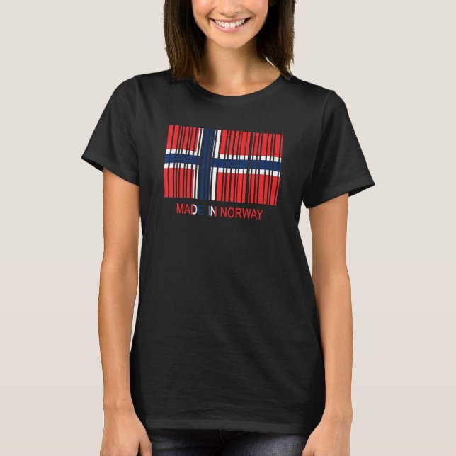 Norge-Flagga-streckkod T Shirt (Framsida)