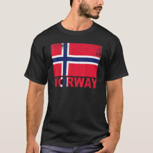 Norge Flagga Vintage Skandinavian Ursprung Nationa T Shirt