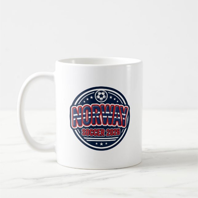 Norge Fotboll 2026 Fotboll Fet Land Typografi  Kaffemugg (Vänster)