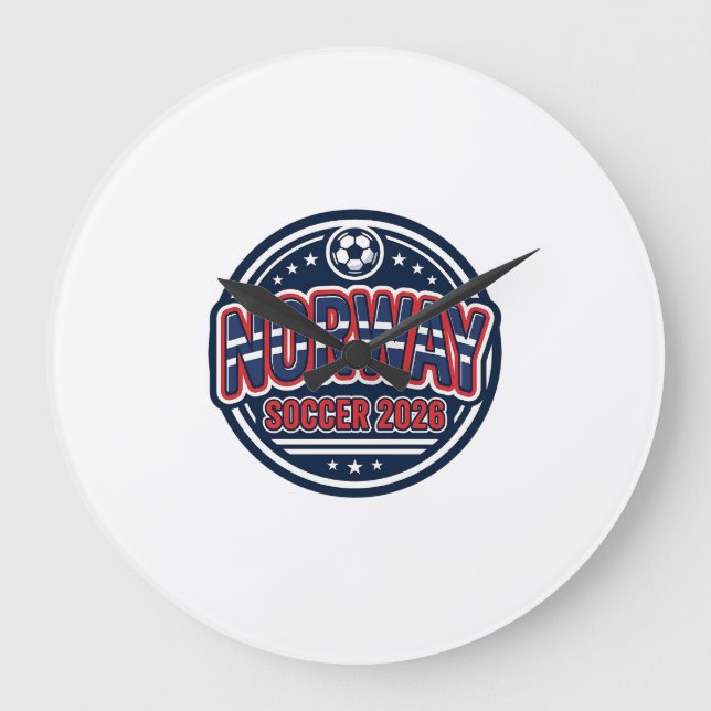 Norge Fotboll 2026 Fotboll Fet Land Typografi  Stor Klocka (Framsida)