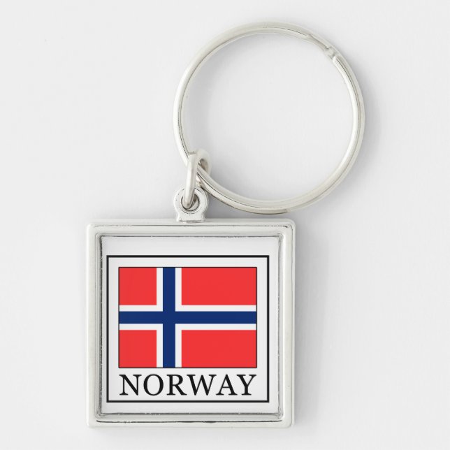 Norge Fyrkantig Silverfärgad Nyckelring (Framsidan)