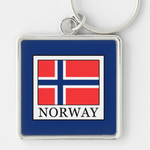 Norge Fyrkantig Silverfärgad Nyckelring