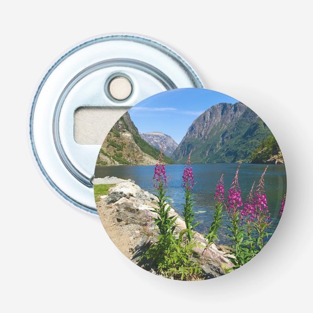 Norge Gudvangen Village Button Bottenöppnare Flasköppnare (Framsidan)