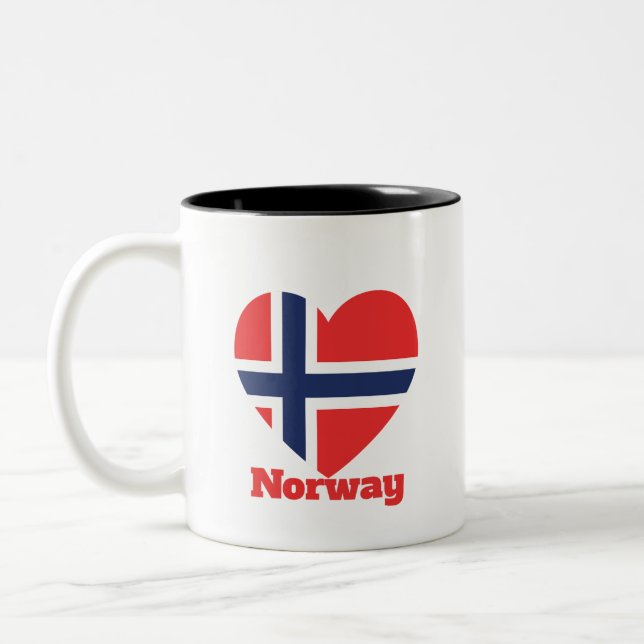 Norge Heart Flagga Två-Tonad Mugg (Vänster)