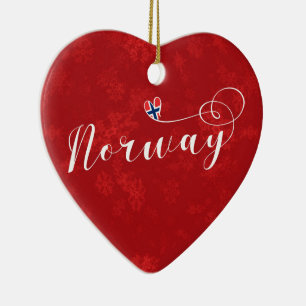 Norge Heart, Julgran Ornament, norska Julgransprydnad Keramik