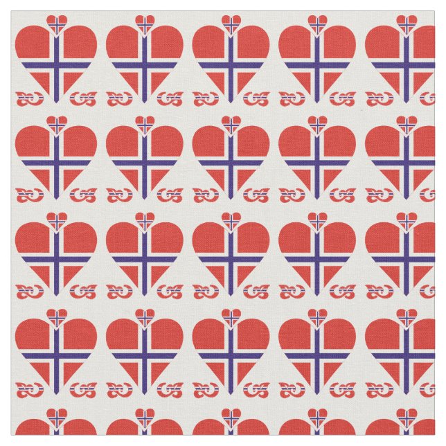 Norge Hearts and Swirls small mönster Fabric Tyg (Närbild)