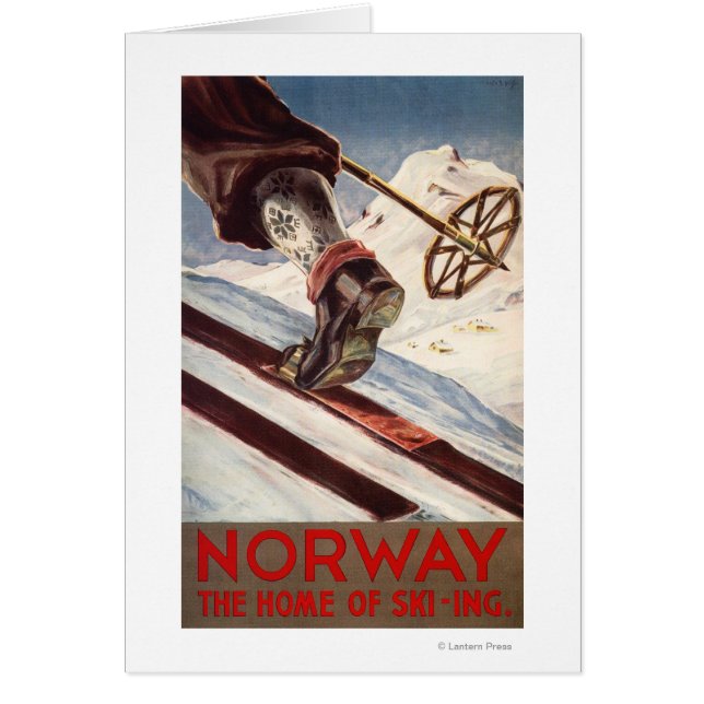 Norge - Hem där skidåkning sker Hälsningskort (Framsidan)