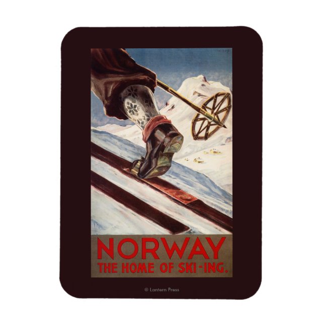 Norge - Hem där skidåkning sker Magnet (Vertikal)