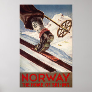 Norge - Hem där skidåkning sker Poster