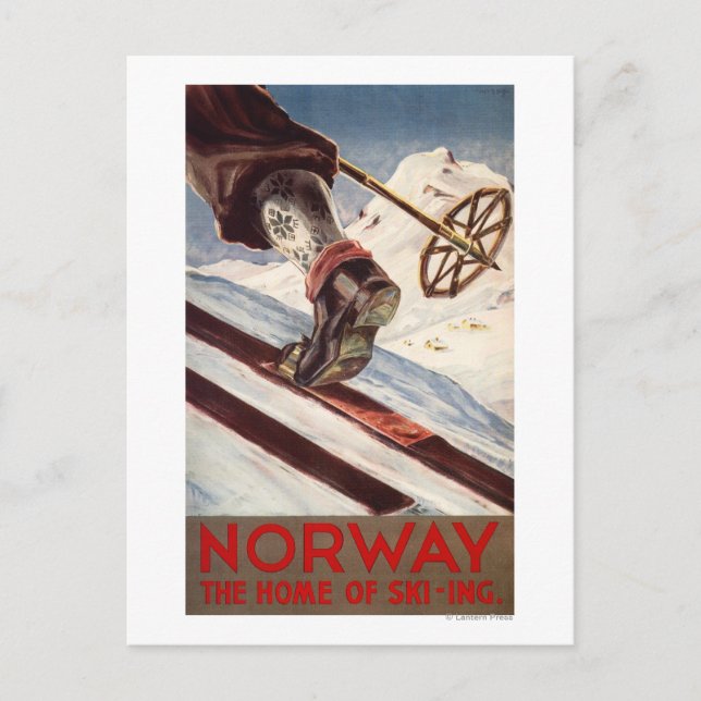 Norge - Hem där skidåkning sker Vykort (Framsida)