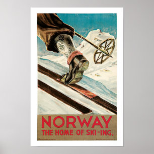 Norge ~ Hem där Skiing körs Poster
